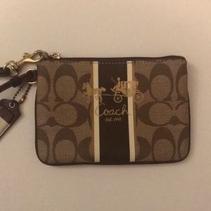 Heritage Stripe Coach Wristlet